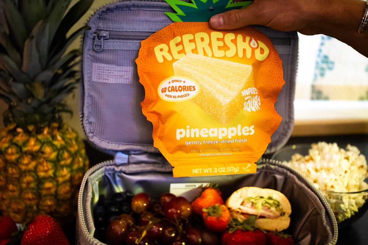 Pack in a picnic cooler, sour freeze-dried pineapples