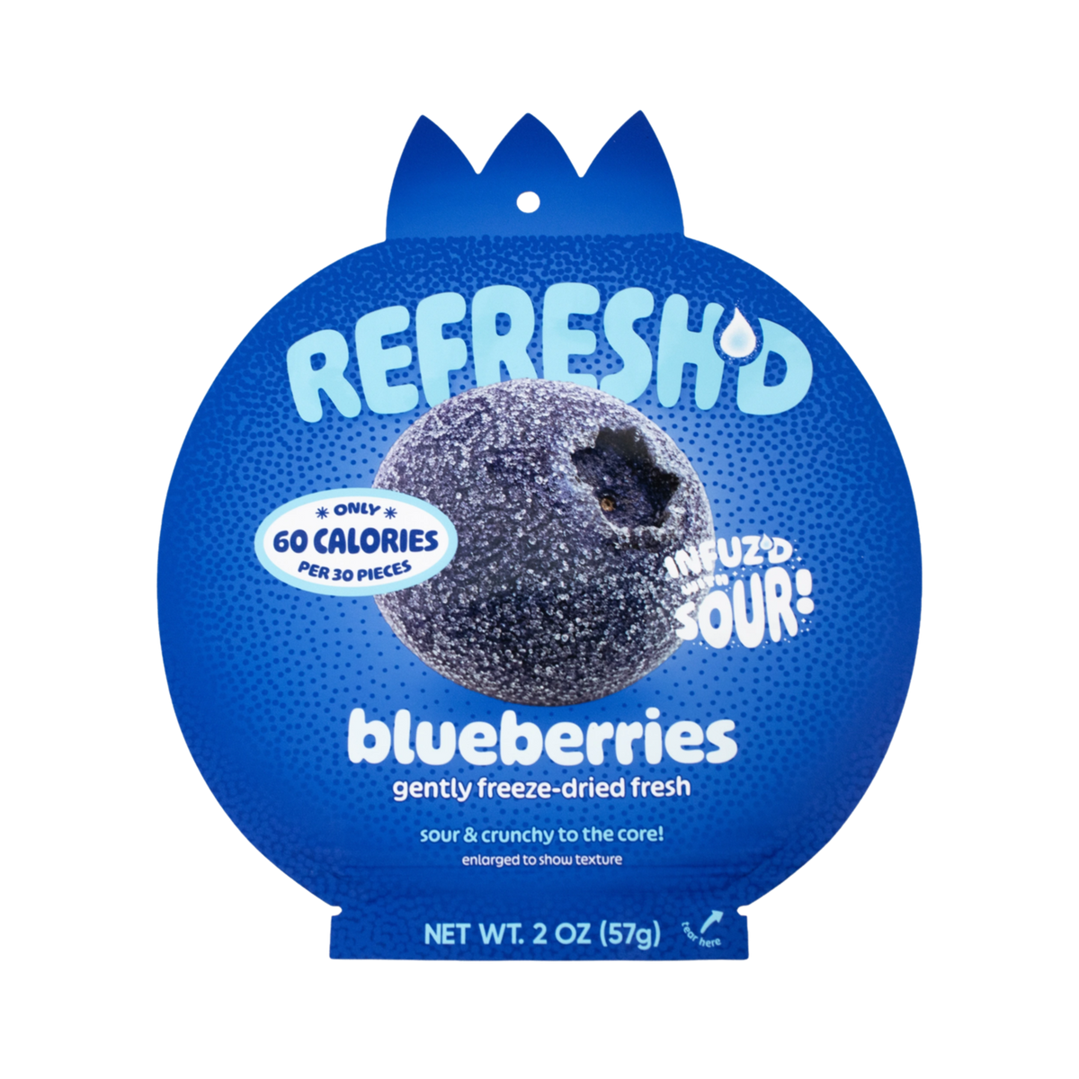 Sour freeze-dried blueberries, pouch front