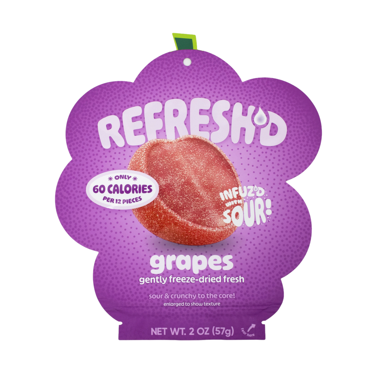 Sour freeze-dried grapes, pouch front