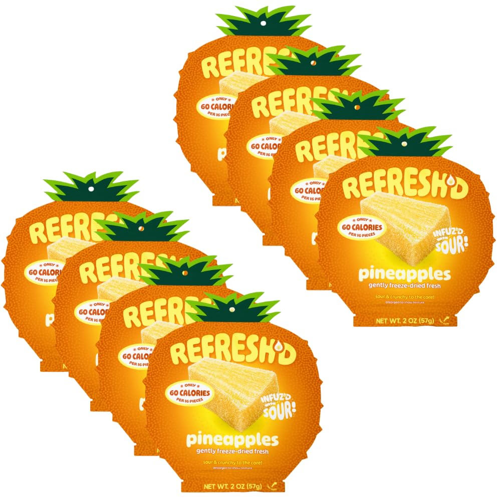 REFRESH'D Freeze Dried Sour Pineapple, Real Fruit,