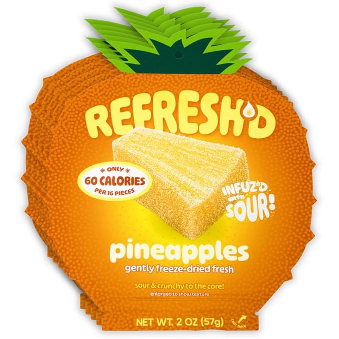 REFRESH'D Freeze Dried Sour Pineapple, Real Fruit,