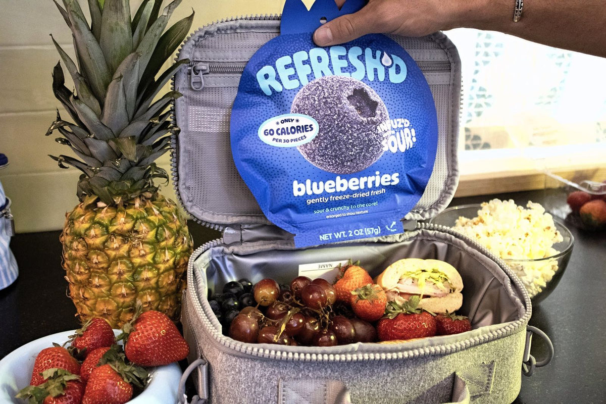Picnic cooler, sour freeze-dried blueberries