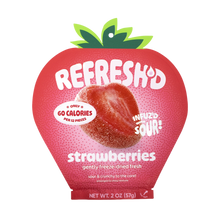 Sour freeze-dried strawberries, pouch front