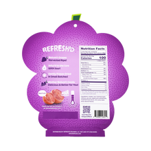 Sour freeze-dried grapes, pouch back with the panel