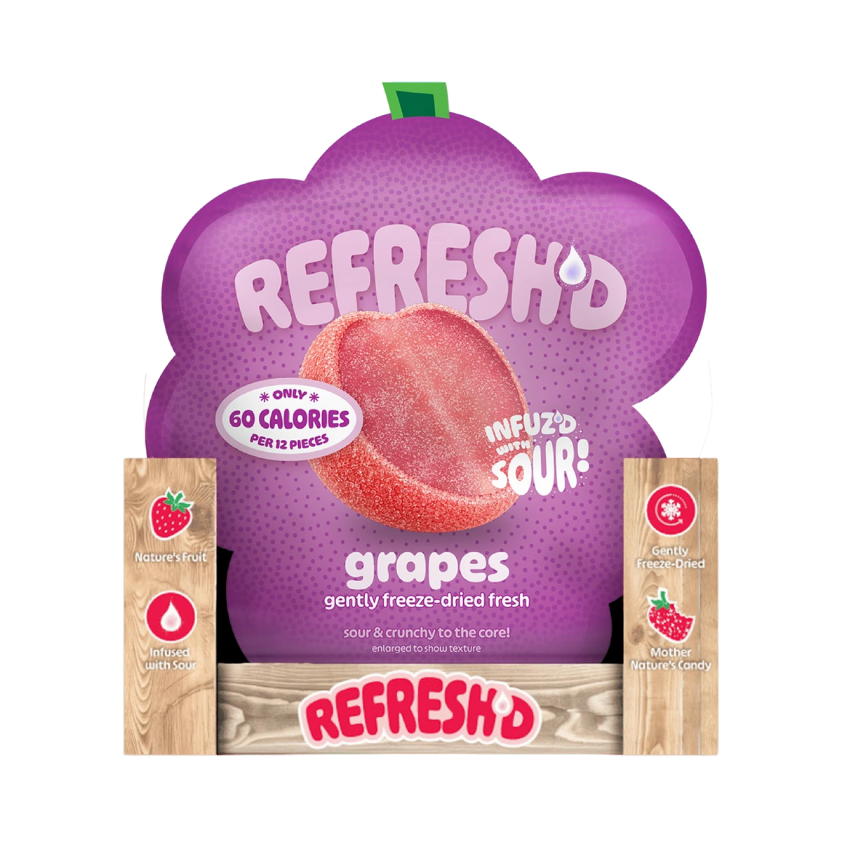 Shelf carton, sour freeze-dried grapes