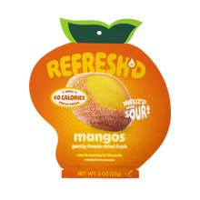 Sour freeze-dried mangos, pouch front