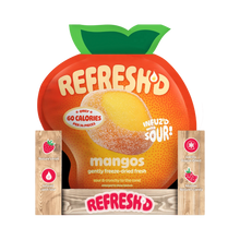 Shelf carton, sour freeze-dried mangos