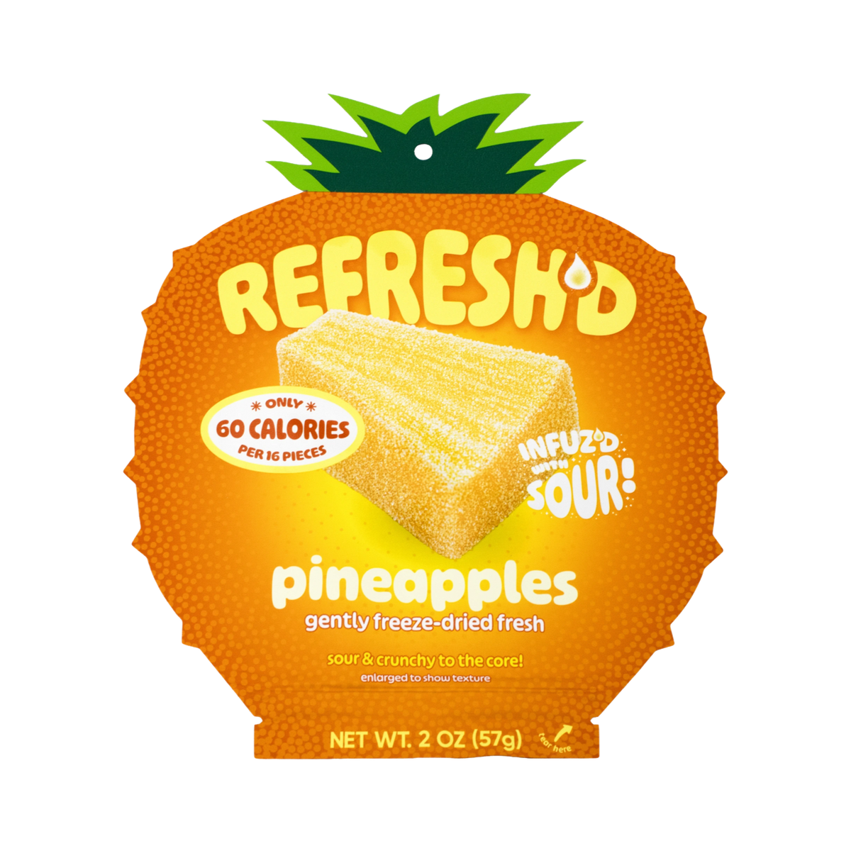 Sour freeze-dried pineapples, pouch front