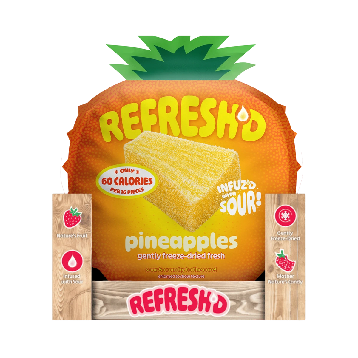 Shelf carton, sour freeze-dried pineapples
