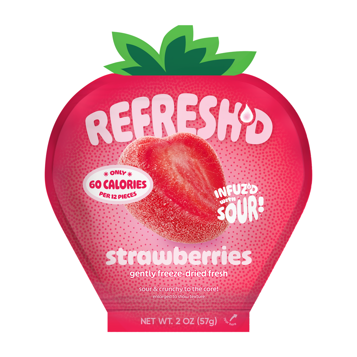 Freeze-dried sour strawberries pouch, front