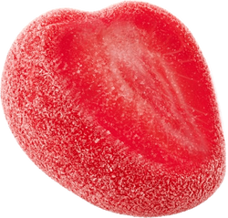 A single freeze-dried sour strawberry piece